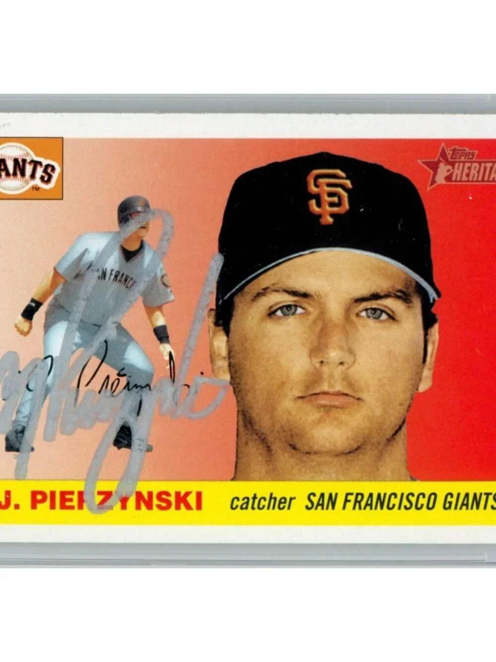 A.J. Pierzynski Signed 2004 Topps Heritage #253 Giants Card BAS Slab Auto